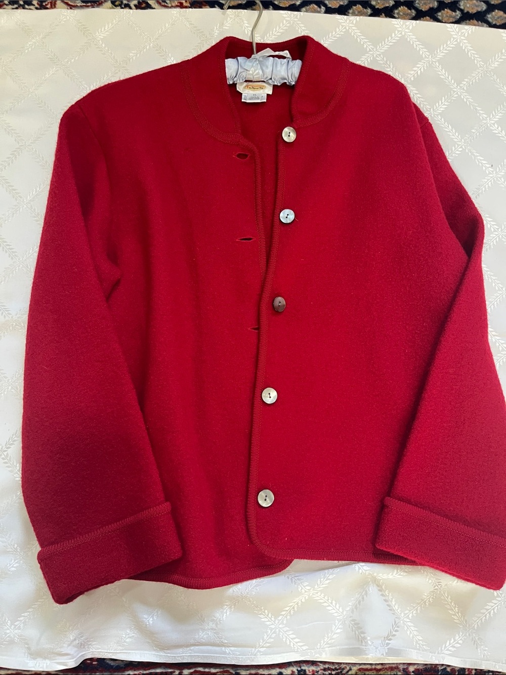 Talbots womans Red Button-Front Knit 100% wool Sweater Jacket